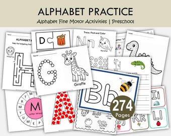 Alphabet Fine Motor Activities Bundle | Preschool Letter Crafts | Kindergarten Morning Work & Literacy Centers | Prewriting Practice PDF