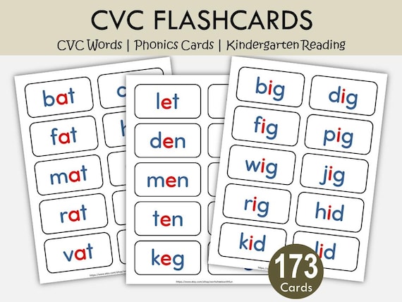 CVC Words Cards: Kindergarten Phonics | Short Vowel Practice (Digital Download)