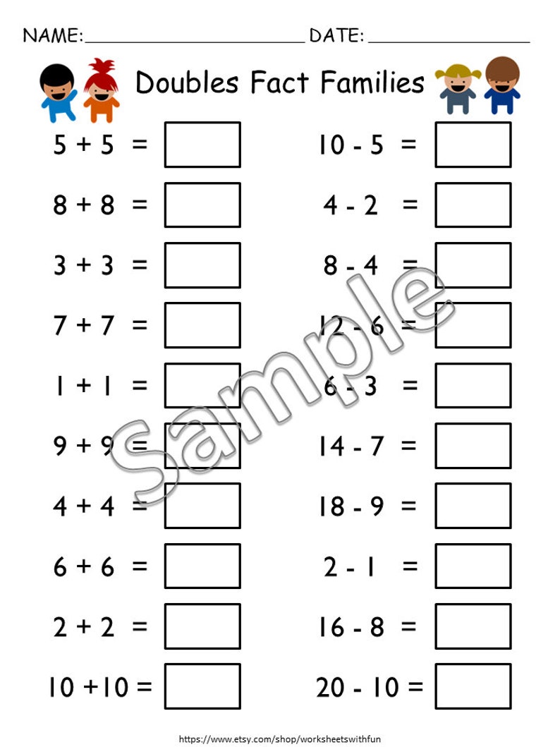 Addition and Subtraction Facts Worksheets Printable for Kids | Numbers upto 10 | Kindergarten Math Practice | 1st Grade Math Review Packet image 5