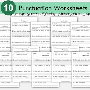 Punctuation Worksheets: Capital Letters & Full Stops - Grade 1-3 (PDF)