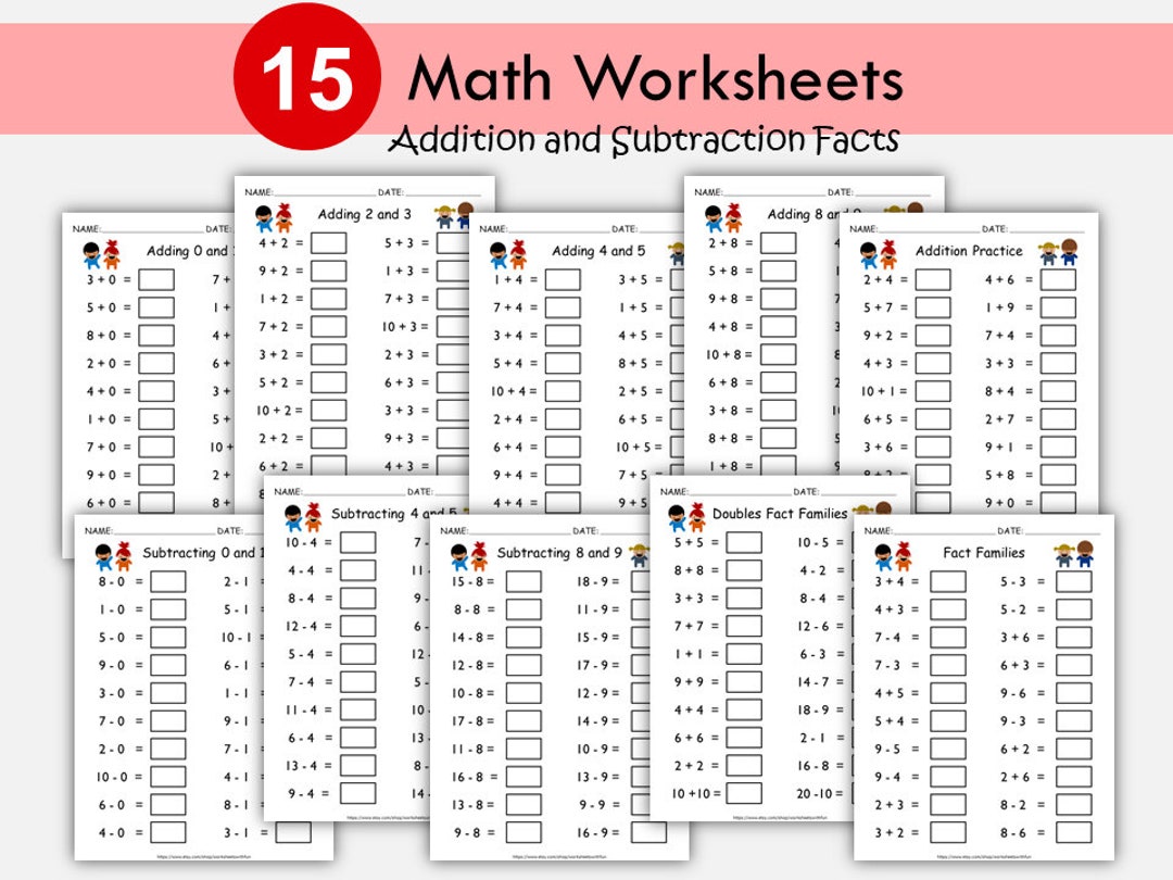Addition and Subtraction Facts Worksheets Printable for Kids | Numbers ...