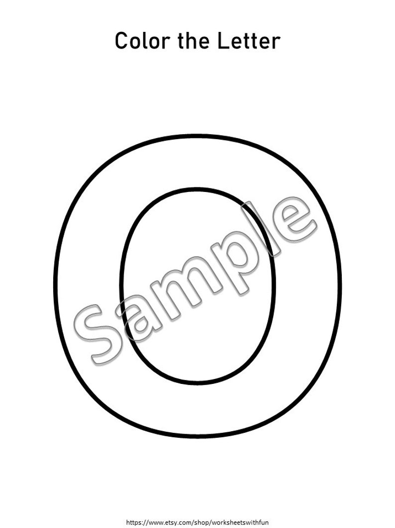 May include: Black and white outline of the letter O. Color the Letter.