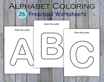 Preschool Letters of the Week, Alphabet Uppercase Coloring Worksheets Printable, Preschool Activities, Toddler Learning Workbook, Homeschool