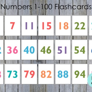 Numbers 1-100 Flashcards, Preschool Printable, Kindergarten Counting ...
