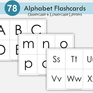 ABC Bildkarten, Lernkarten, A-Z Karten, ABC lernen, Alphabet Karteikarten für Kleinkinder und Vorschulkinder, Montessori, digitaler Download