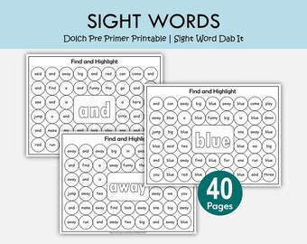 Sight Words Search Kindergarten Worksheets | Dolch Pre Primer Sight Word Dab It Printable | Sight Word Activities