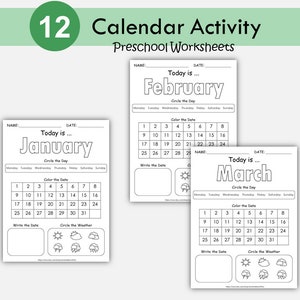 Preschool Calendar Worksheets Printable, Kids Monthly Digital Calendar ...