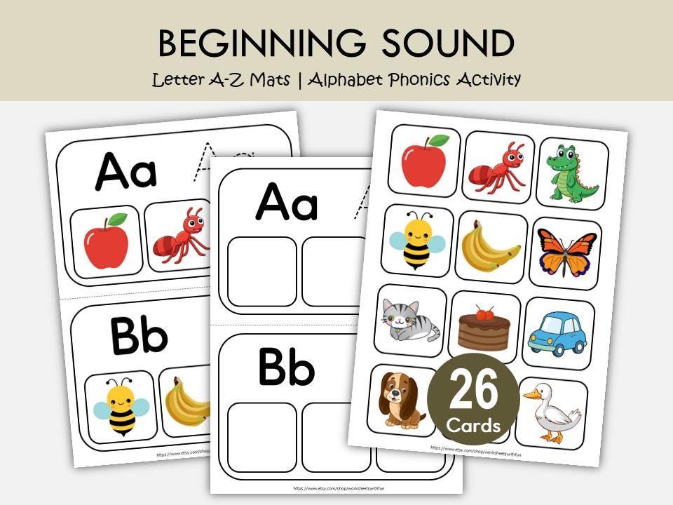 Beginning Sound Letter Matching Game Printable | Alphabets Phonics ...
