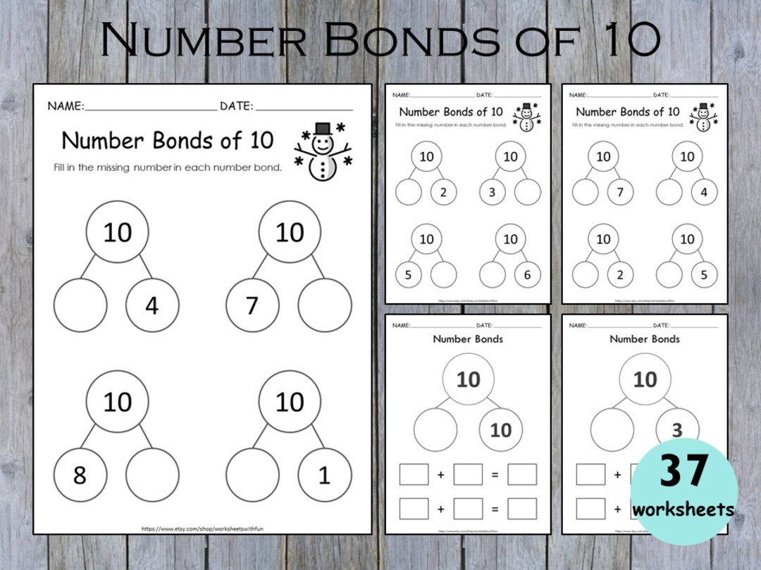 Numbers Bonds Of 10 Worksheets For Kids Kindergarten Math Missing 