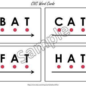 Parole CVC Lettura Fonetica Stampabile per Bambini Asilo 180 Flashcard