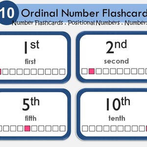 Numbers Flash Cards, Preschool Counting Flash Cards, Ordinal Number, Number Cards 1-10, Montessori Flash Cards, Instant Download