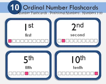 Ordinal Numbers Flash Cards 1-10: Preschool Counting (Digital Download)