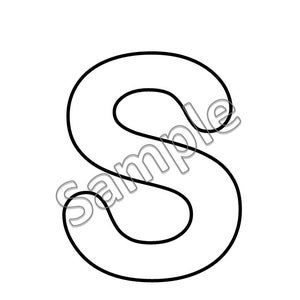 May include: Black and white printable coloring page featuring the letter S.  Color the Letter.