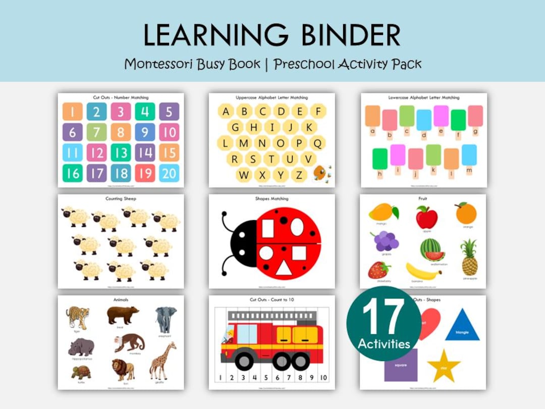 Toddler Learning Binder Printable, Preschool Activity Pack PDF ...