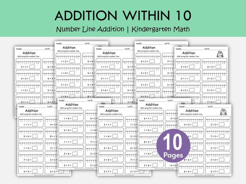 Number Line Addition Worksheets Within 10 Printable | Preschool ...