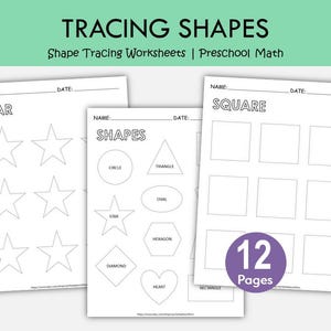 Shape Tracing Worksheets Preschool, Printable Shapes Practice, Kindergarten Fine Motor Activity, Trace Shapes PDF, Homeschool Learning