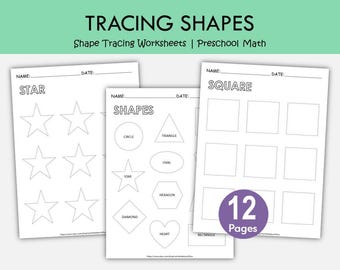Shape Tracing Worksheets Preschool, Printable Shapes Practice, Kindergarten Fine Motor Activity, Trace Shapes PDF, Homeschool Learning