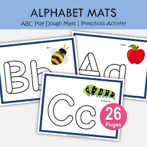 Alphabet Play Dough Mats Printable A-Z, Preschool Letter Tracing Worksheets, Playdoh ABC Activity, Pre K Fine Motor Literacy Centers
