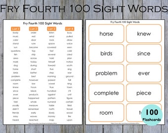 Sight Words Flashcards, Sight Words Cards - Fry Fourth Hundred, 100 High Frequency Word List, Grade 1, 2, Phonics, Learn To Read, Spellings