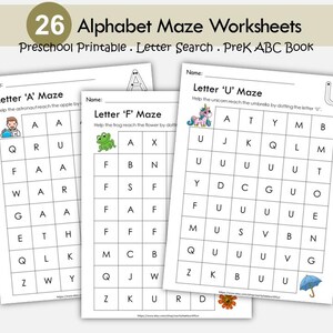Alphabet Maze Worksheets A-Z Printable | Preschool & Kindergarten | Letter Recognition | Instant Download