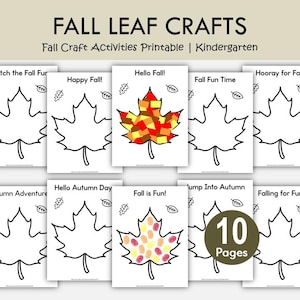 Fall Craft Activities Printable for Kids, Autumn Leaf Craft, Preschool Kindergarten Art, Fine Motor Skills, Fall Classroom Decor PDF
