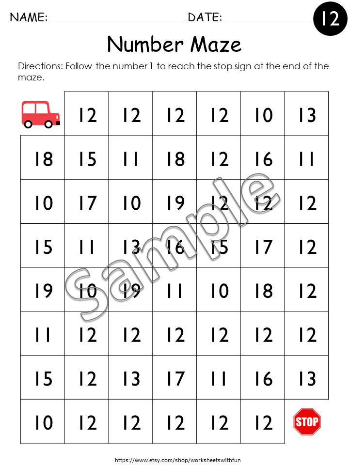 Number Mazes Worksheets 1–20 Printable | Preschool Number Recognition ...