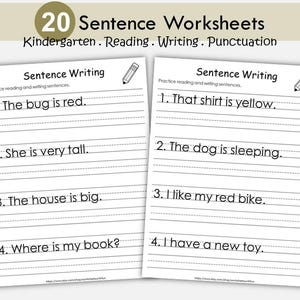 Sentence Writing Practice Worksheets: Kindergarten & 1st Grade (Printable PDF