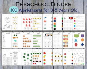 Preschool Curriculum Printable, Kindergarten Tracing Worksheets, Letter of the Week, Numbers, Shapes, Toddler Learning Binder for 3-5 Years