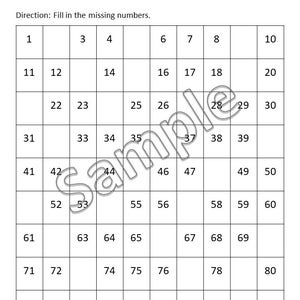 Missing Numbers Worksheets 1-120, Preschool, Kindergarten, Grade 1 ...