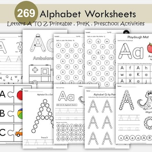 269 Alphabet Tracing Worksheets | Letter of the Week Printable | Preschool, Kindergarten | A-Z Letter Sounds | Learn to Write | Homeschool