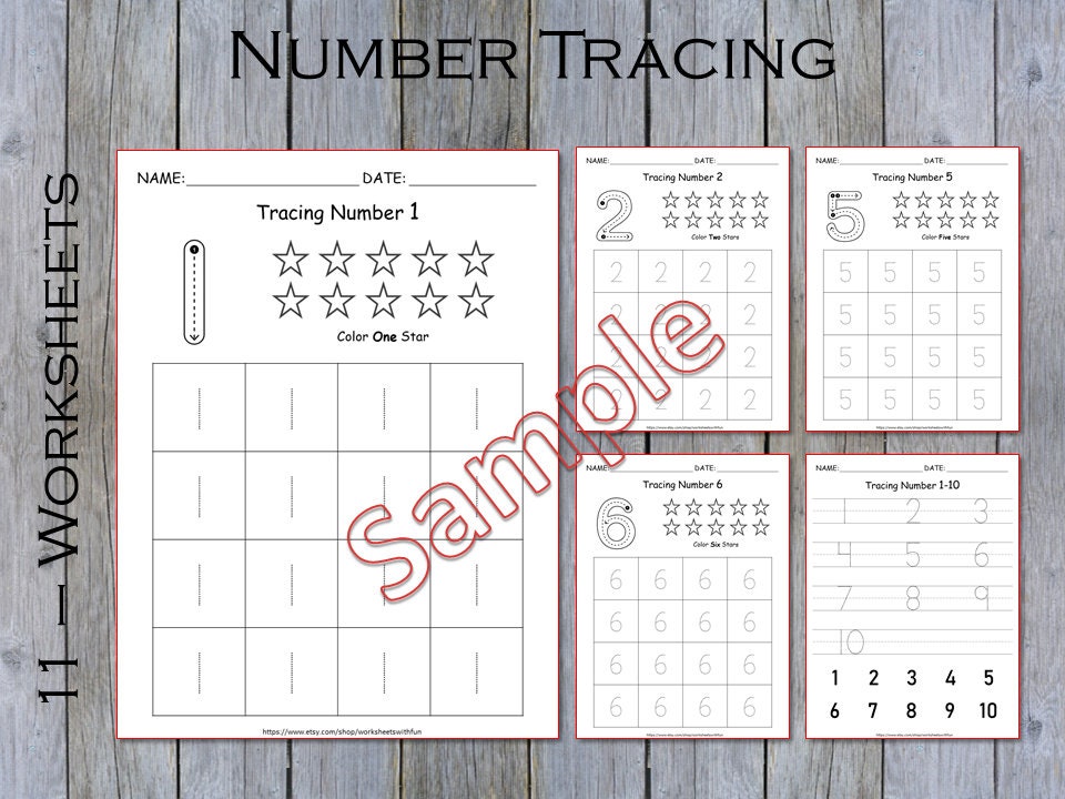 printable number tracing worksheets 1 10 for toddlers etsy canada