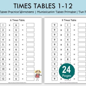 Einmaliges Einmaleins Übungsarbeitsblätter 1–12 | Einmaleins Printable | Math Facts Arbeitsblätter für Kinder | Hausschule & Klassenzimmer