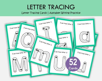 Letter Tracing Cards Printable | Uppercase & Lowercase Alphabet | ABC Handwriting Practice | Preschool Kindergarten Worksheets | Homeschool