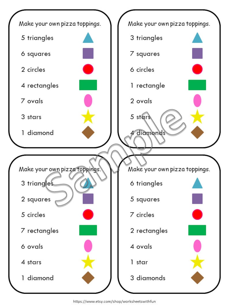 Shape Pizza Activity Printable for Preschool, Shape Matching Game, Fine Motor Math Center, Kindergarten Hands On Learning, Pizza Busy Binder image 3
