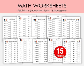 Zusätzlich und Subtrahierende Facts Arbeitsblätter zum Ausdrucken für Kinder | Zahlen bis 10 | Kindergarten Mathe-Übungs | 1st Class Mathe-Rezensionspaket