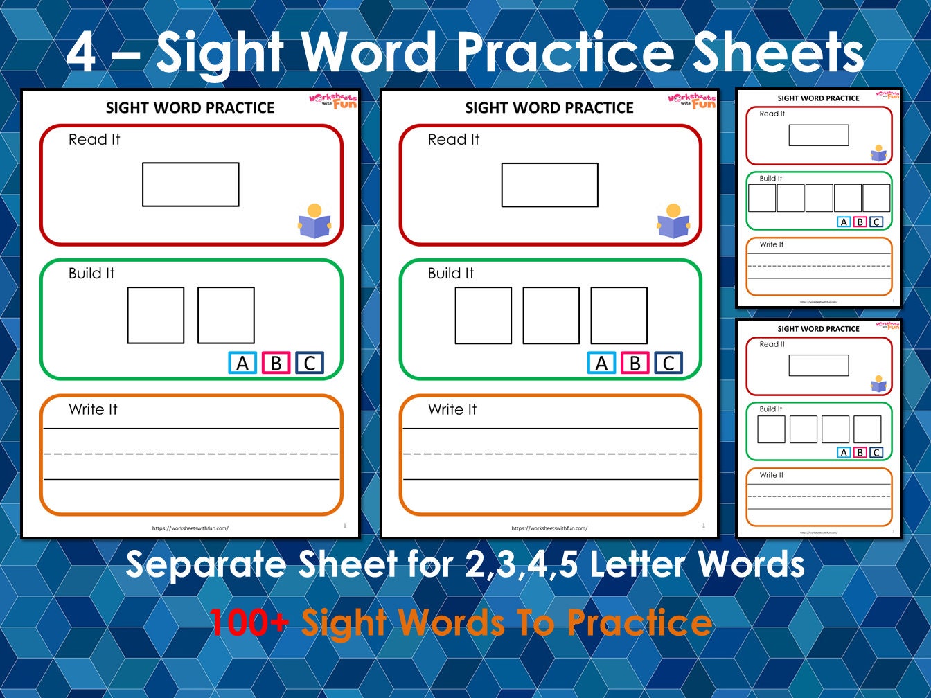 Kindergarten Sight Word Practice Sheet Sight Words Printable - Etsy Denmark