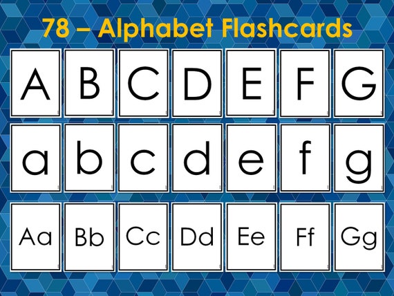 alphabet flashcards printable uppercase and lowercase letters etsy