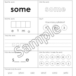 100 Printable Sight Words Worksheets, Fry First Hundred Sight Word Work ...
