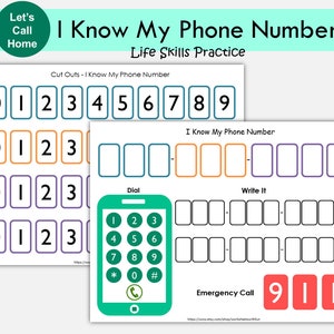Je connais mon numéro de téléphone, Programme d'études préscolaires, Activités de compétences psychosociales imprimables pour tout-petits, Ressources d'apprentissage pour la maternelle à la maison