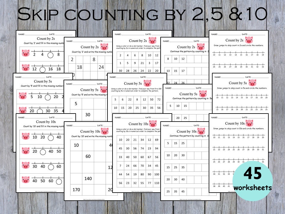 Skip Counting Worksheets Kindergarten Missing Numbers Count - Etsy