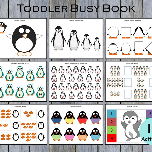 Toddler Busy Book - Penguin Theme Printable, Kindergarten Busy Binder, Quiet Book, Busy Book Pages, Kindergarten Busy Book, Homeschooling