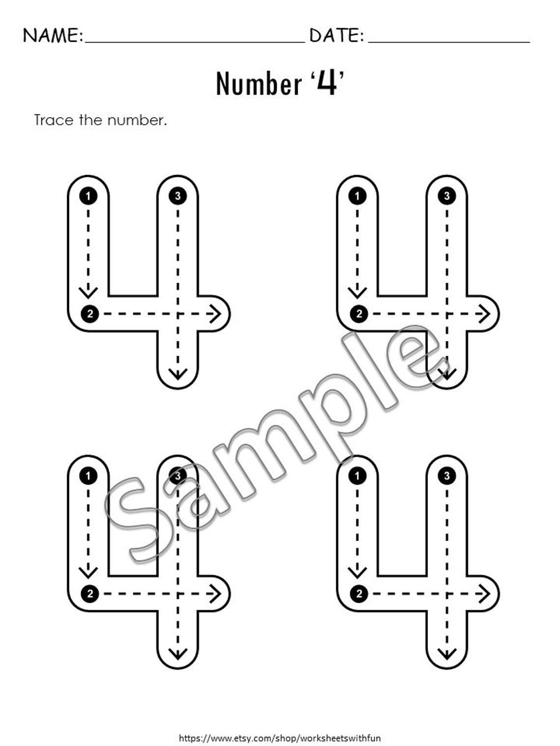 Number of the day printable number of the week numbers 1 10 etsy