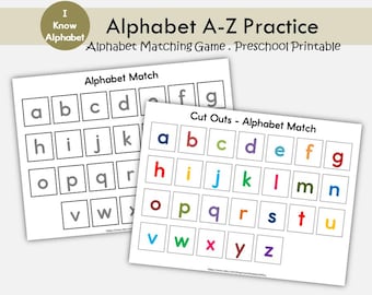 Jeu d&#39;association de lettres de l&#39;alphabet imprimable, feuille de travail pour tout-petits et préscolaire, téléchargement PDF