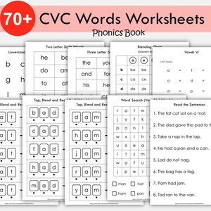 70 CVC Words Blending and Reading Sentences Worksheets | Phonics Practice for Kindergarten & Preschool | Early Reading Printable Activities