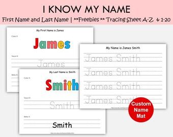 Hojas de trabajo personalizadas para trazar nombres / Hojas imprimibles para colorear, trazar y escribir nombres / Páginas para trazar alfabetos y números