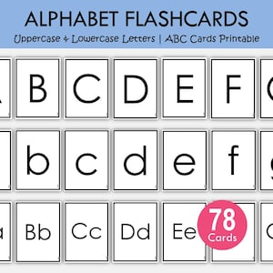 Alphabet Cards Printable for Preschool Uppercase and Lowercase Black and White Letters Flash Cards Kids Toddlers Flashcards Montessori