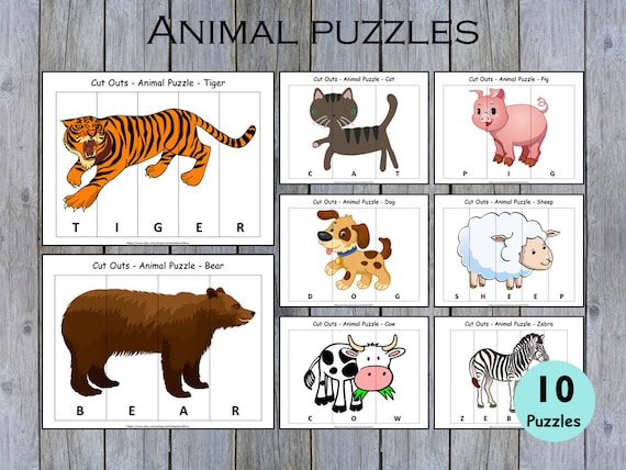 Toddler Animal Puzzle, Busy Book Printable, Preschool Curriculum, Learn to  Read Animal Names, Kindergarten Busy Binder, Toddlers Activities 