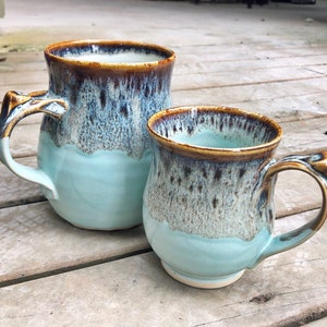 Aqua mug handmade ceramic pottery