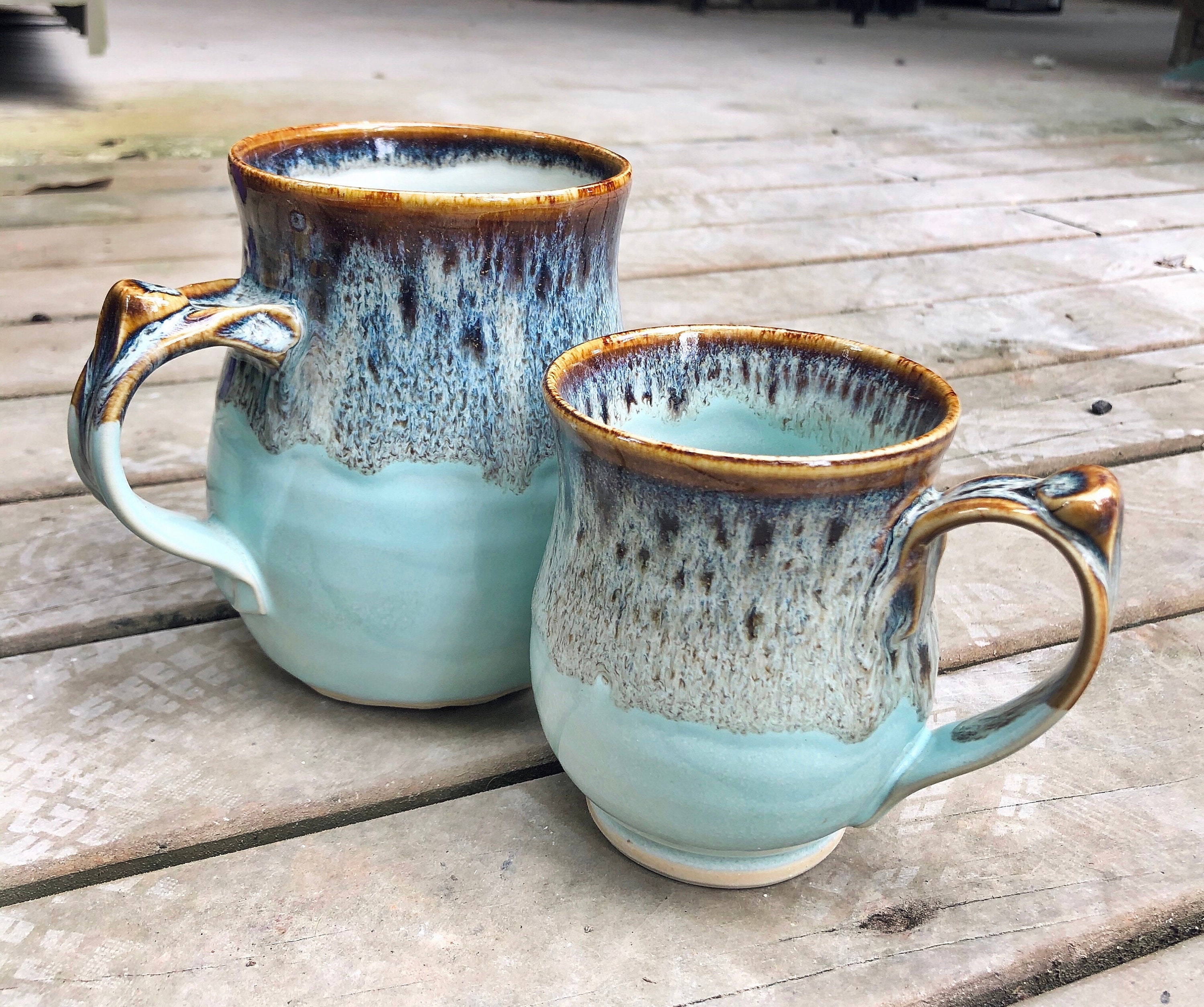 Aqua mug handmade ceramic pottery