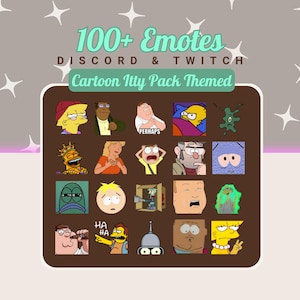 100+ Cartoon Itty Emotes Pack | For Discord and Twitch | Includes Handmade Letters, Numbers, Animations, Gifs, Reactions